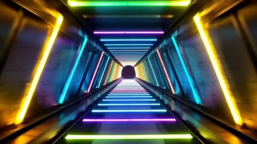 Futuristic Neon LED Tunnel with Glowing Colors