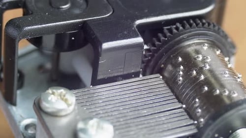 Close Up of Music Box Mechanism Playing