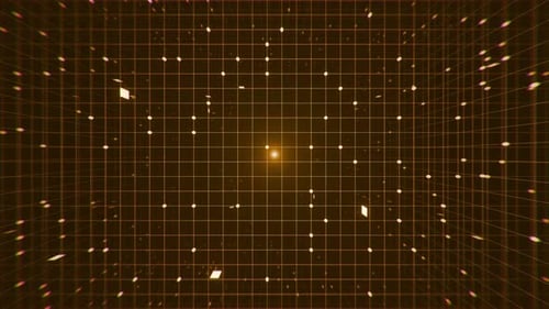 Futuristic data technology tunnel. Abstract background with grid lines and dots