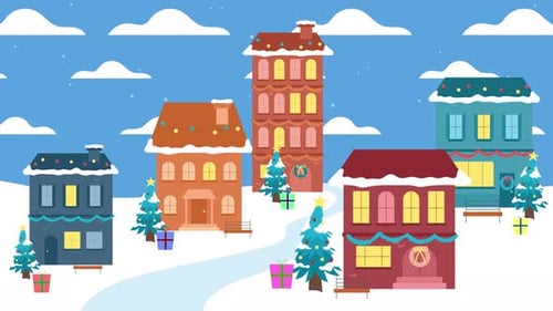 Village Winter Christmas Animation