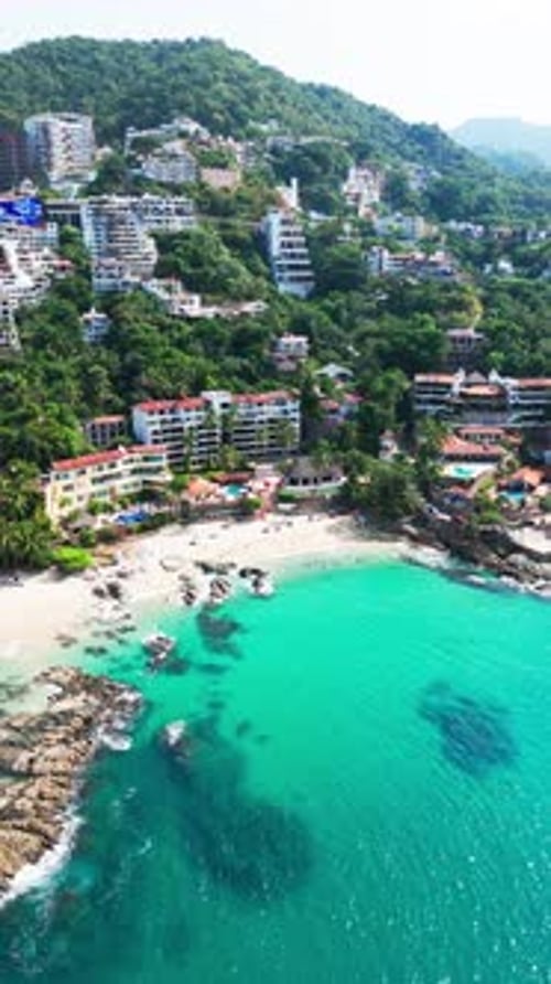 Puerto vallarta coastline with resort hotels, tropical and sandy beach in mexico