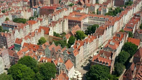 Aerial View of the Old Gothic Town in the Center of Gdansk Poland
