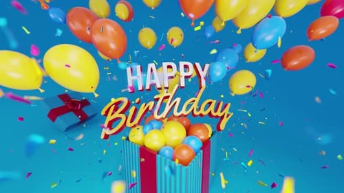 Happy Birthday Text and Baloons