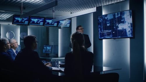 Corporate meeting in a high tech office