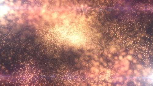 Yellow orange background of many blurred circles with bokeh effect of energy magical particles