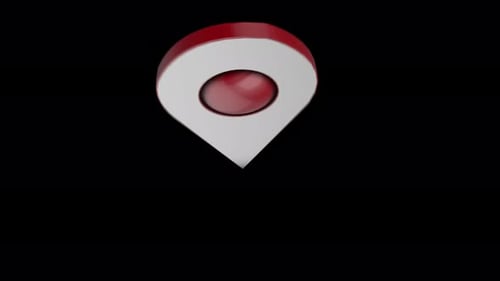 3D Map Location Pin Red Loop