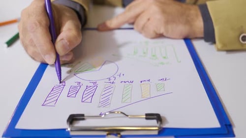 Adult Analyzing Charts and Graphs at Workplace