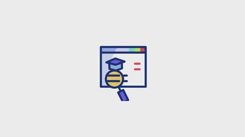 Animated Flat Design Icon for Online Education Search