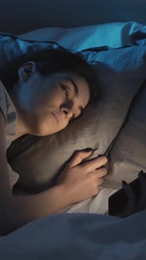 Vertical Mobile Insomnia Sleep Deprivation Woman