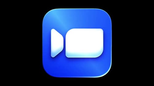 3D Animated Blue Video Call Conference Icon Rotation