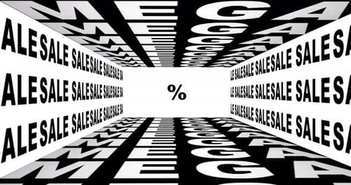 Mega Sale Modern Tunnel Motion Design Mega Sale Resolution Kinetic Typography Loop Animation Concept