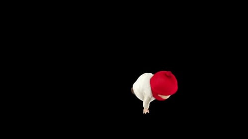 Christmas Gnome Character Walking and Tumbling Animation