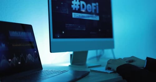 Trader Woman Working With Decentralized Finance Technology