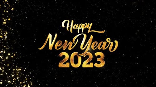 Merry Christmas Happy New Year Eve Greeting Text with Particles Background
