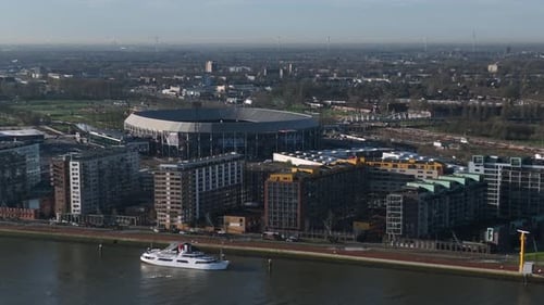 De Kuip, The Stadium of Football, Club Feyenoord, Soccer Stadium, Rotterdam, Aerial Establishing Wid