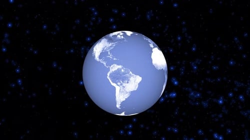 3D Planet Earth Rotation with Blue Starry Background