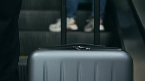 Tourist Man with Suitcase Baggage in Spain A Traveler with Luggage Suit Jacket on Business Street Go