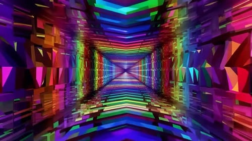 Animation de boucle de tunnel géométrique arc-en-ciel abstraite