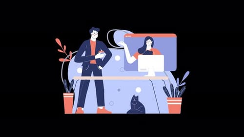 Flat Design Business Online Collaboration Animation