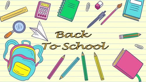 Back To School Items Flying Air On Yellow Background