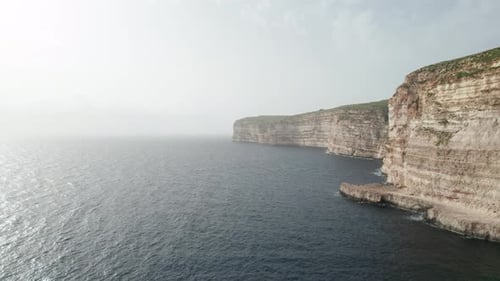 Aerial View Of Sea Cliff Side In Malta, Gozo Island, Malta
