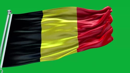 Seamless Looping Belgium Flag Waving on Green Screen