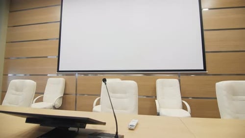 Tablets and Microphones for Top Speakers in Conference Hall