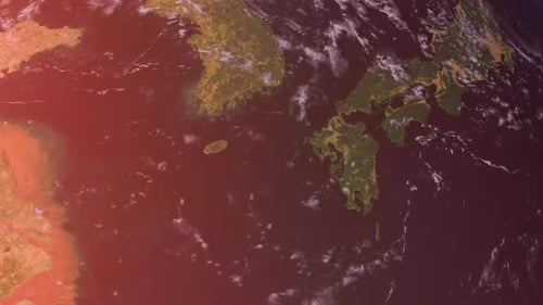 Asia, Korea, Far East From Space. Planet Earth. Globe. Sunset