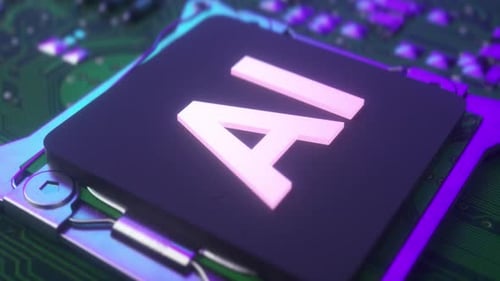 Processador de CPU iniciando a digitalização com inteligência artificial do processamento de informações de dados