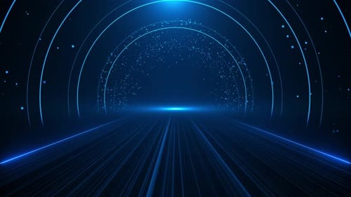 Futuristic Server Room Tunnel Advanced Technology Flight Digital Line Landscape Waves Dust Particle