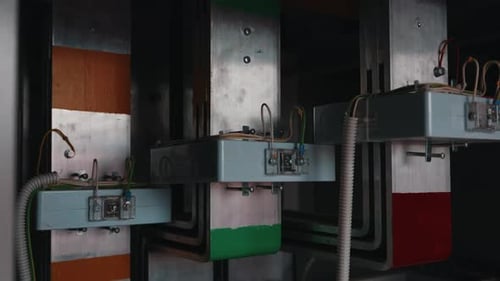 Electrical Busbar Connections Inside Transformer Substation Switchgear