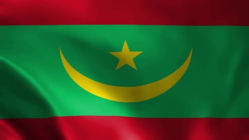 Waving Flag of Mauritania Realistic Fabric Animation