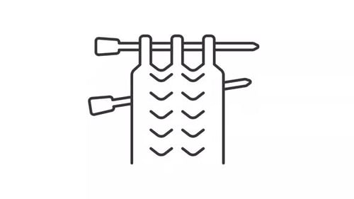 Seamless Looping Line Art Animation of Knitting Needles and Yarn