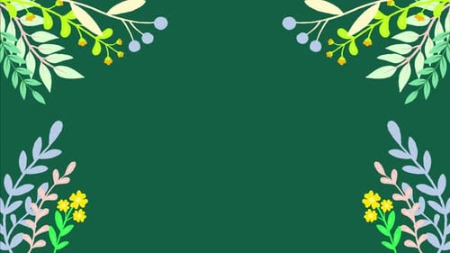 Spring flower cartoon animation with green background