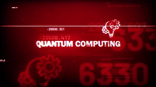 Quantencomputer-Text zum Hintergrund der Hochtechnologie