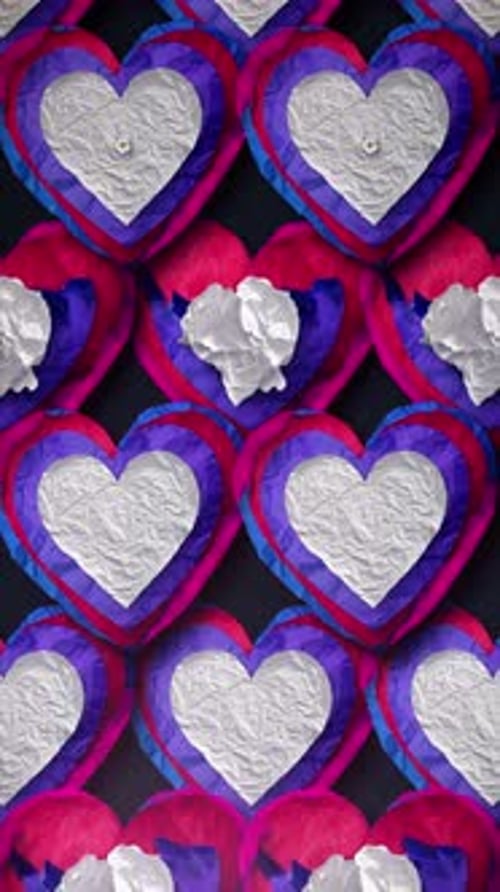 Decorative Animated Hearts and Flowers Vertical Background