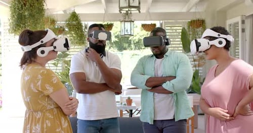 Adults Using Virtual Reality Headsets Together