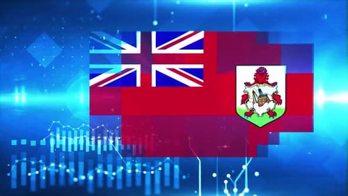 Graphique de la croissance économique avec le drapeau des Bermudes