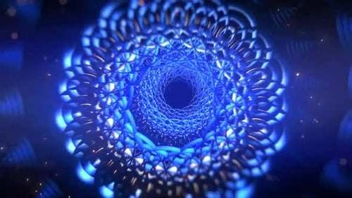 Blue Space Gates Tunnel Animation Background Video