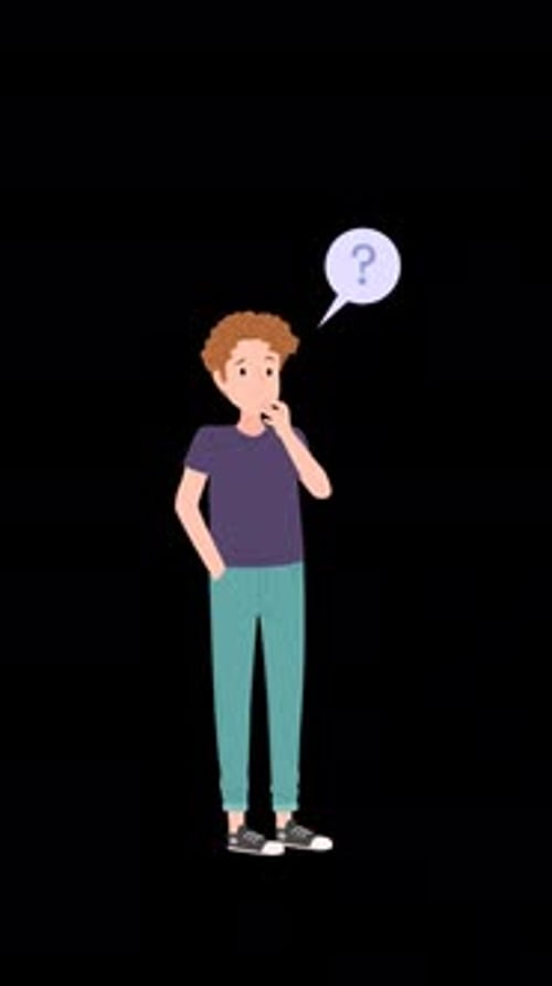 A Boy With a Question in His Head Vertical Alpha Channel