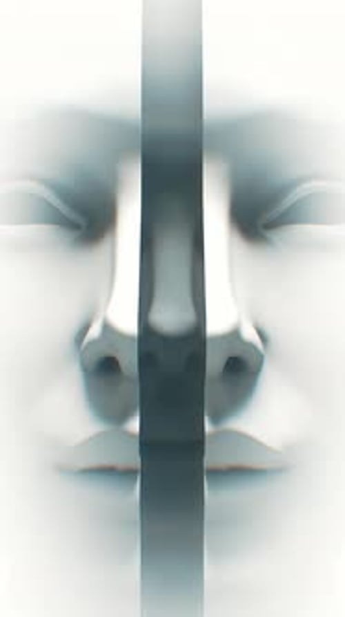 Ethereal Abstract Face with Subtle Blinking and Talking Animation