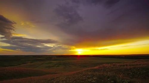 Colourful Sunset at Countryside Fields