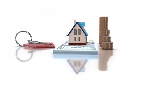Real Estate With Dollar Bills Coin Key 04