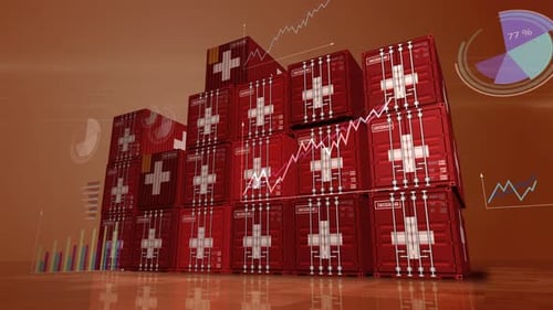 Switzerland export cargo containers with diagrams charts