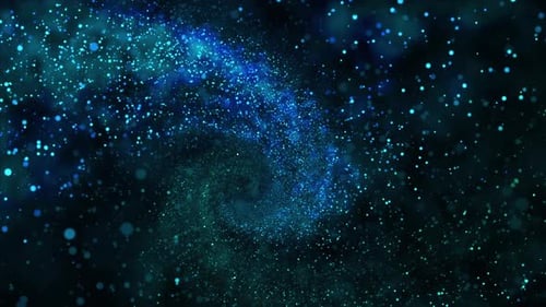 Abstract Blue Green Particles Floating Digital Background Loop