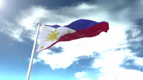 Realistic Philippines Flag Waving in the Wind