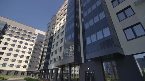 Modern Apartment Buildings in Sunny Urban Setting
