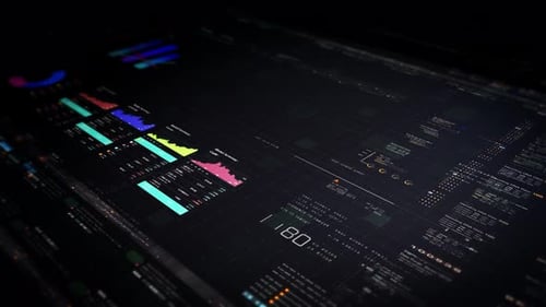 Futuristic HUD Display with Digital Data and Graphs