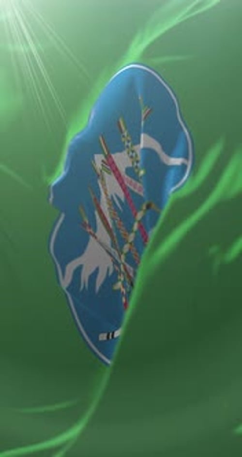 Stylized Emblem Waving Animation on Abstract Green Background