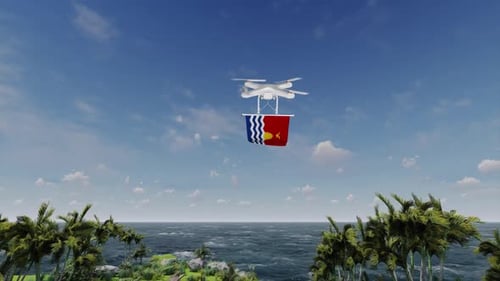Quadcopter Drone Carrying Kiribati Flag